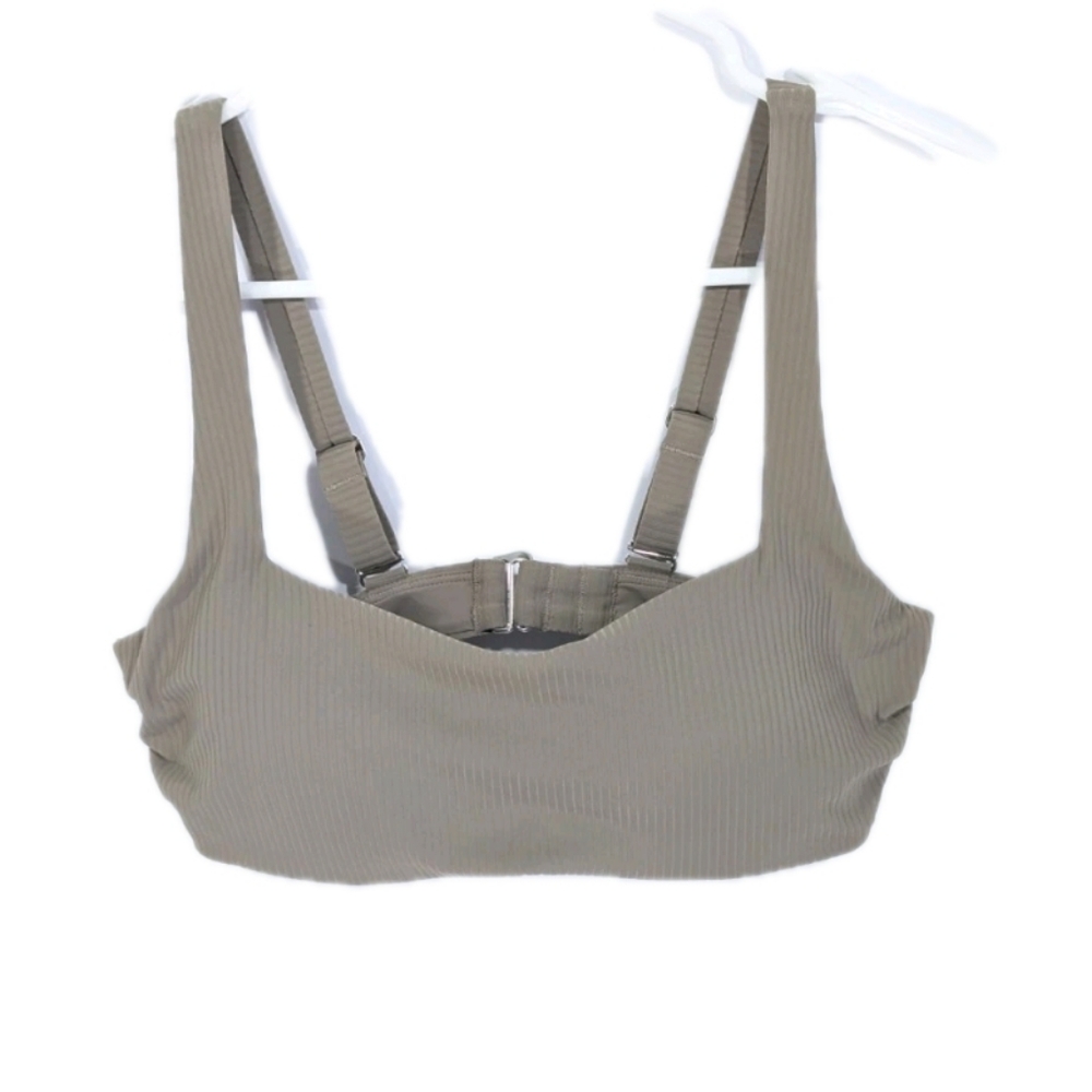 Athleta Bikini Top 32B 32C Women Swimsuit Square Neck Rib Underwire Swim